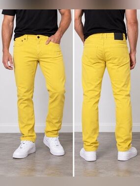 Victorious Men’s Yellow Stretch Denim Jeans 36x30 Streetwear